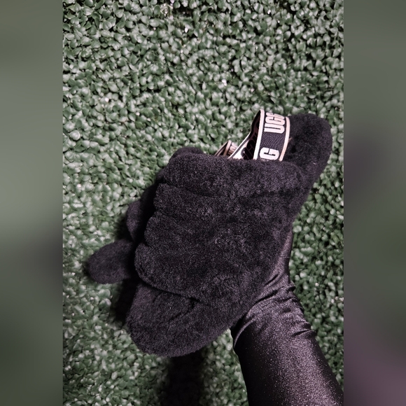 UGG Shoes - UGG Black Fluffy Slippers